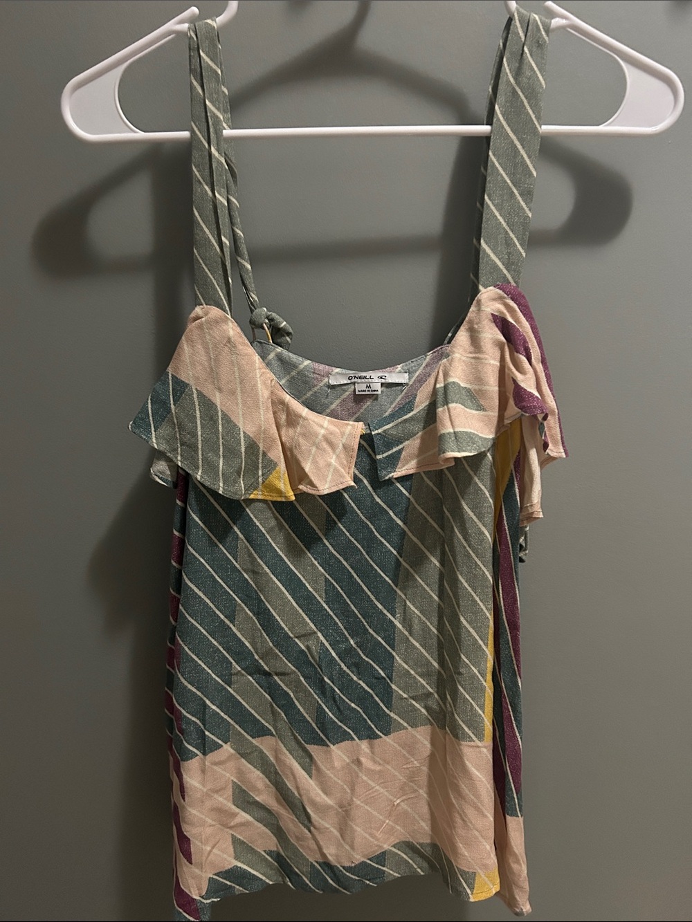 O'Neill Multicolor Striped Ruffle Tank Top